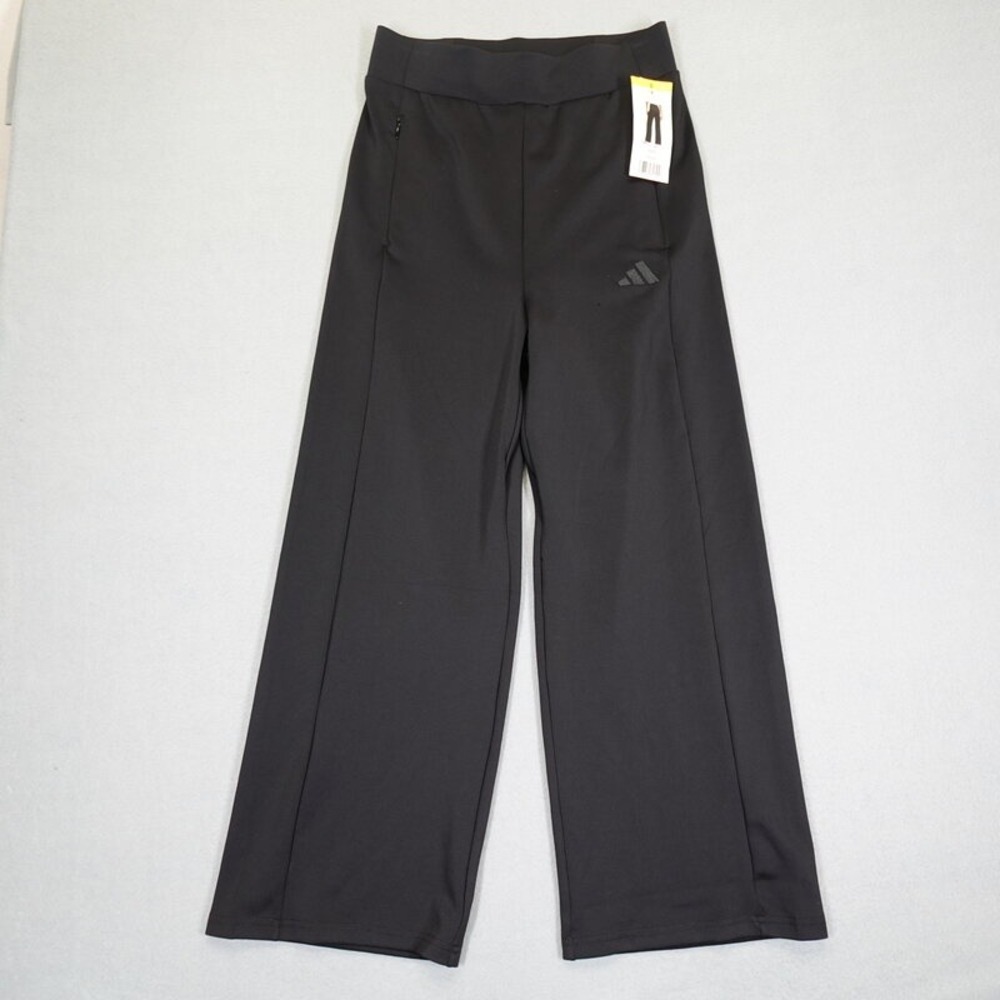 Adidas Wide Leg Pants Womens S Black JY9046 Athletic Lounge Trousers Sportswear